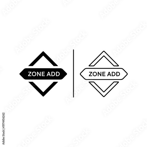 Zone add icon solid and outline with additionally background promotion beginning location