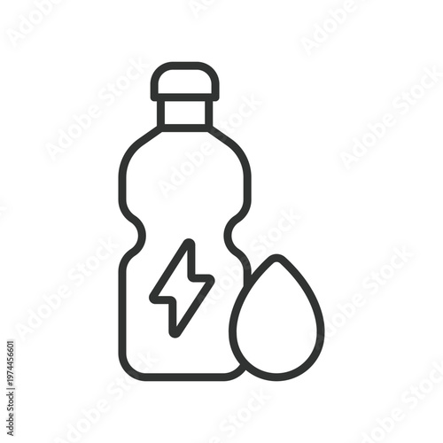 Energy drink hydration icon in line design. energy, drink, bottle, hydration, fitness, water, electrolyte on white background vector. energy drink hydration editable stroke icon
