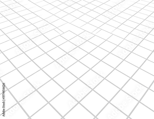 A perspective grid, a pattern of gray intersecting lines, spanning a white background. It recedes into the distance