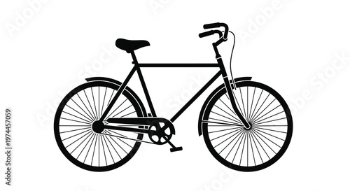 Simple black silhouette of a classic bicycle with curved handlebars