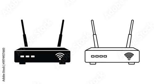 Two wireless router icons one dark and one light variation