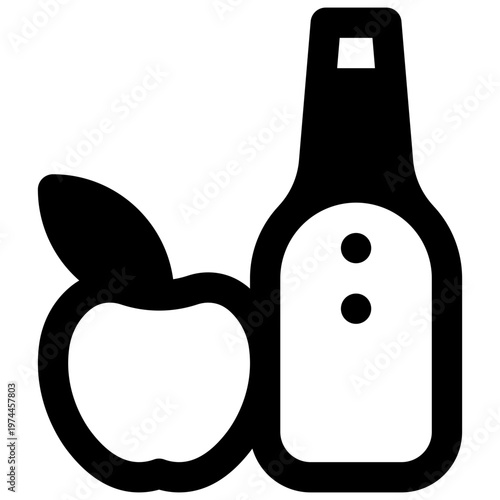 Cider. Outlined stroke vector icon with black-filled details.