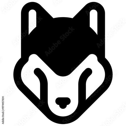 Iberian wolf. Outlined stroke vector icon with black-filled details.