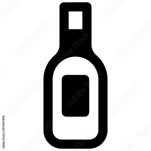 Wine. Outlined stroke vector icon with black-filled details.