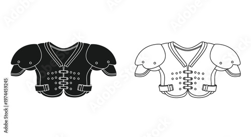 Two depictions of medieval shoulder armor one dark and one light