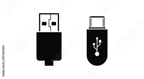 Two usb connector types shown in a black and white illustration