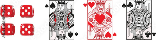 Gambling Icons Set Featuring Dice Cards and Casino Elements