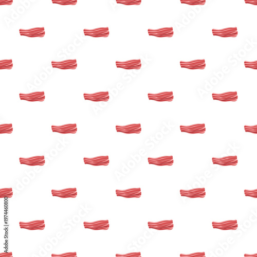 Canvas Print Bacon meat strips forming a repeating culinary flat lay background