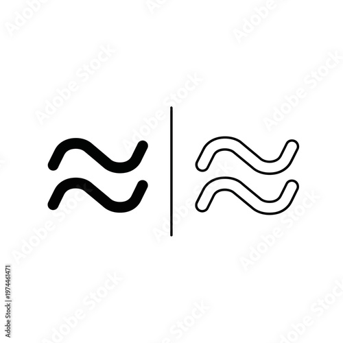 Quadro em tela Approximate symbol icon set in solid and outline styles with approximate mathema