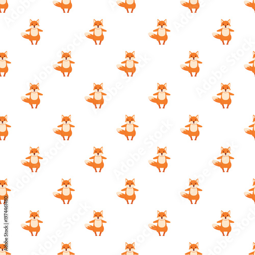 Orange fox cartoon characters repeating in a seamless pattern design