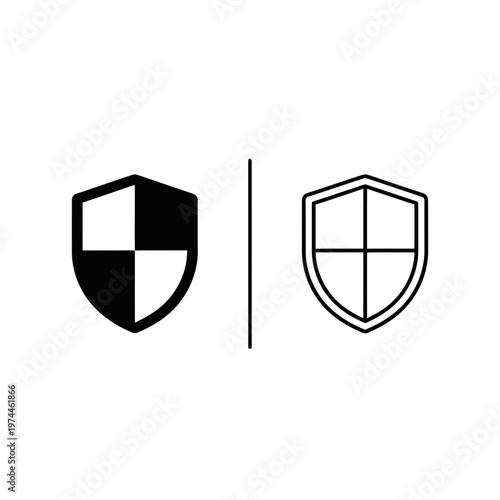 Free Download Shield icon set in solid and outline style for security concept with security protection interface - GFXLoad
