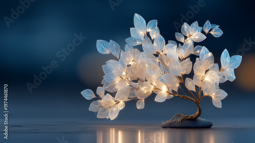Transparent glowing tree with glass like leaves fantasy design