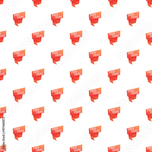 Recurring pattern featuring red origami banners promoting a free trial offer