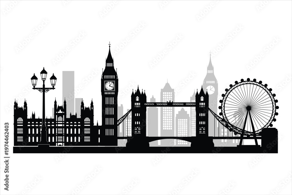 Fototapeta premium tower bridge London uk silhouette