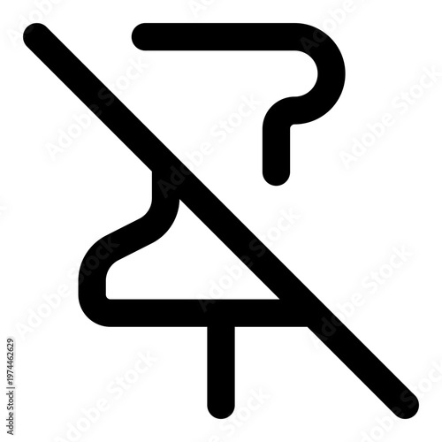 unpin silhouette icon illustration for ui ux interface remove pin location and app design