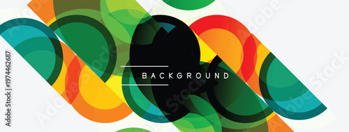 Abstract colorful circles overlap. Modern design, vibrant hues create dynamic visual texture. Simple background enhances shapes.