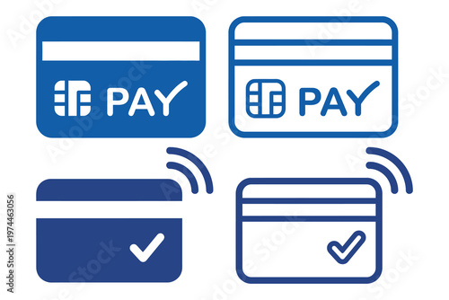 Digital finance and contactless payments credit card icons representing modern financial transactions
