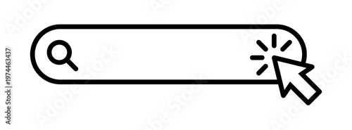 Search Click Icon. Search Box with Cursor, Input and Interaction Concept