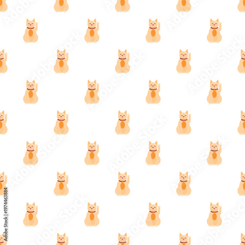Maneki neko beckoning cats creating a vibrant seamless pattern