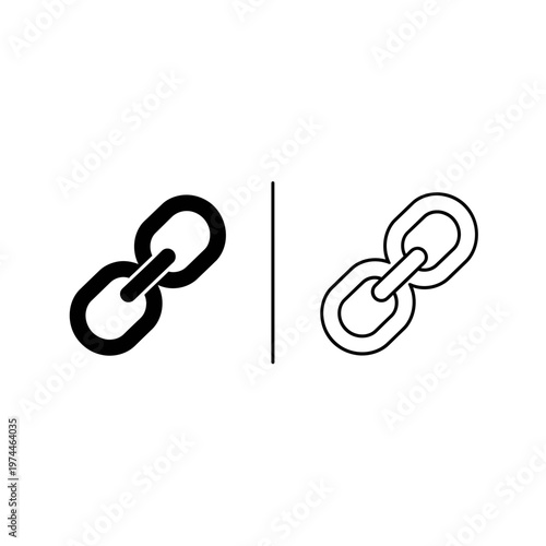 Chain link icon set in solid and linear style for website connectivity with connection, hyperlink