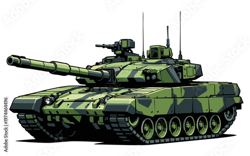 Illustration of a Modern Military Tank Armored Vehicle