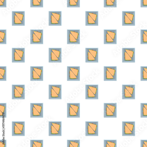 Repeating square cartoon sandwiches creating a seamless food pattern and texture