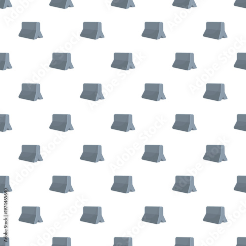 Concrete jersey barrier pattern repeating on white background