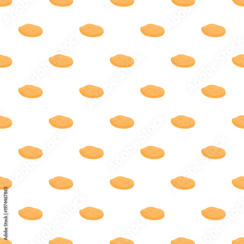 Potato flatbread shapes creating a repetitive pattern for a seamless food background