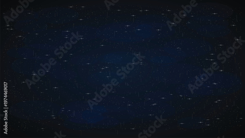 Abstract dark blue background with glowing stars and light particles, cosmic night sky texture with bokeh effect