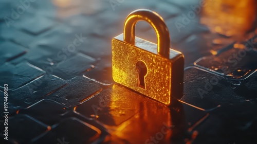 Golden Padlock Symbolizing Digital Security and Data Protection
