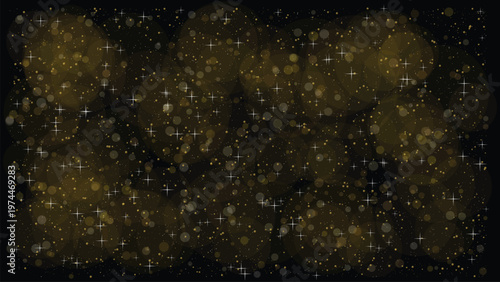 Abstract golden bokeh background with sparkling stars and glowing particles, festive holiday texture for celebration design