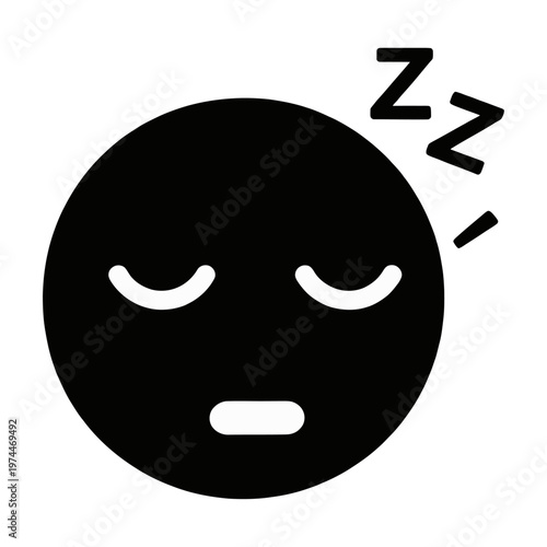 Vector of a face with closed eyes and sleepy expression