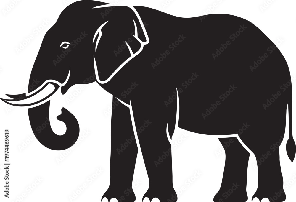 Fototapeta premium a black and white image of an elephant with a white background