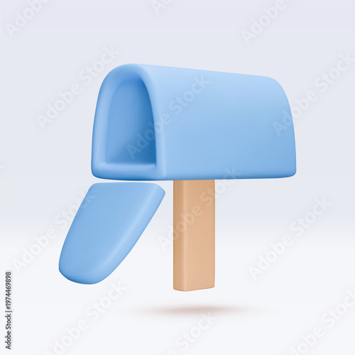 Realistic render, blue mailbox isolated on white background. 3D set icons for messengers, mail applications. Vector illustration for shop, flyer, banner, web, advertising, sale