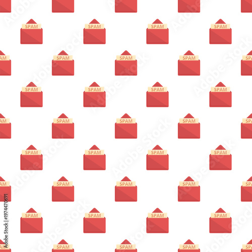Recurring spam emails in red envelopes creating a repeating digital background