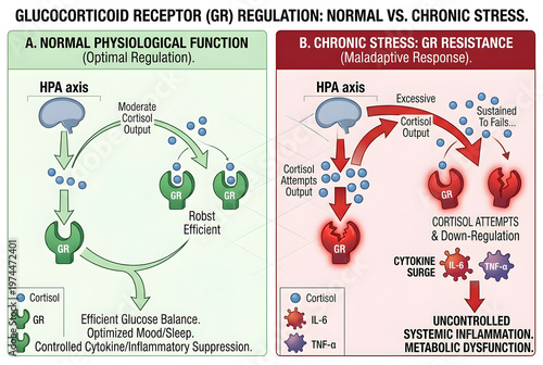 Glucocorticoid receptor regulation in normal and chronic stress conditions  