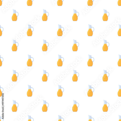 Orange juice jugs set in a seamless repeating pattern on a white background