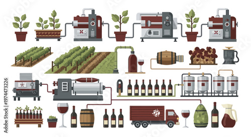 Detailed Wine Production Process from Vineyard to Bottle.
