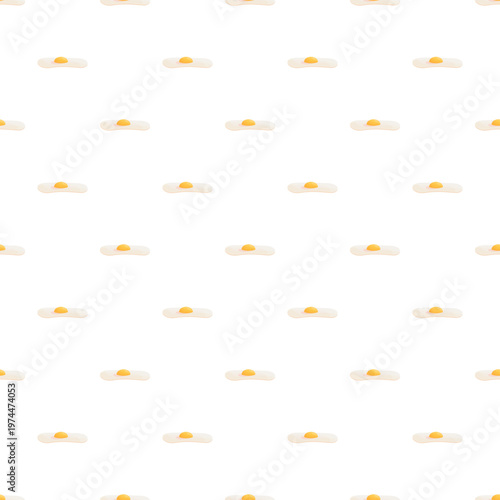 Cartoon fried eggs creating a repeating breakfast and food background