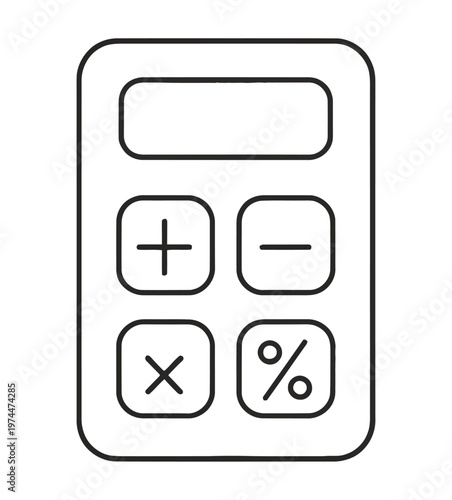 Vector of a calculator showing basic arithmetic symbols for addition, subtraction, multiplication, and percentage.