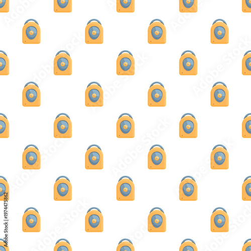 Yellow portable electric fan heaters creating a seamless pattern on white background