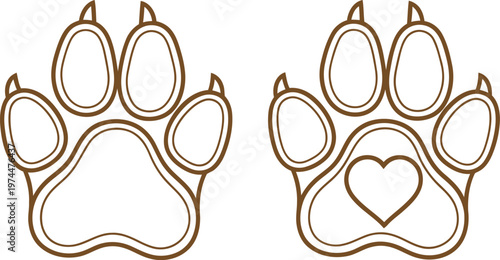 Title two animal paw prints one standard one heart shaped a unique contrast description this image displays two animal paw prints one