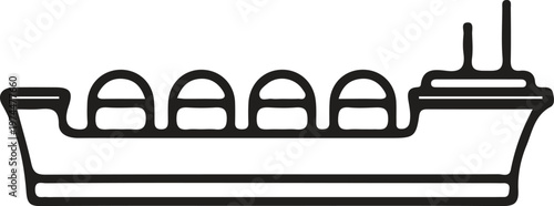 Outline of a cargo ship with tanks, clean vector illustration