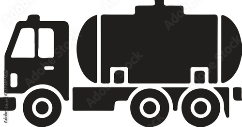 Black silhouette of a tanker truck on a white background