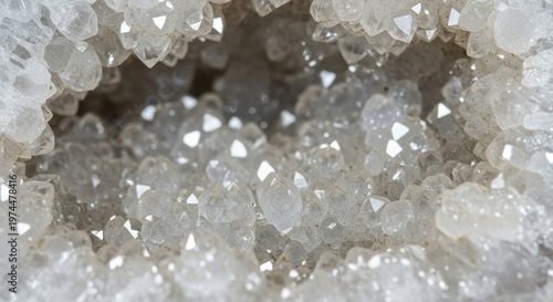 Close-up of a beautiful crystal geode formation with sparkling details.