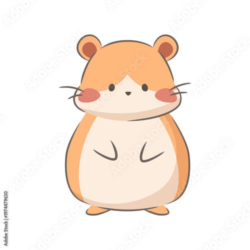 Cute red hamster or guinea pig isolated. Cartoon children's illustration of animals, pets. Hand drawn animal