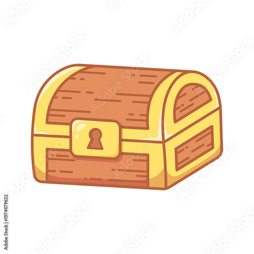 Treasure chest with coins. Cute cartoon icon for games, adventures, or savings concepts. Isolated vector illustration