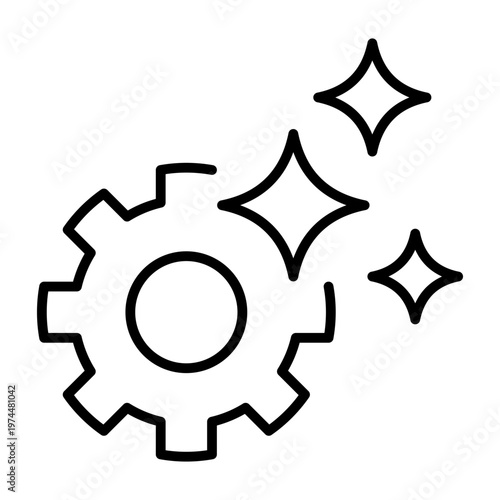 AI Settings Icon. Gear with AI Stars, Smart Configuration Concept