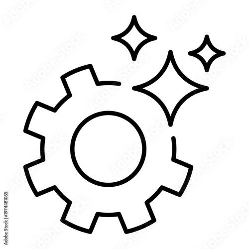 AI Settings Icon. Gear with AI Stars, Smart Configuration Concept