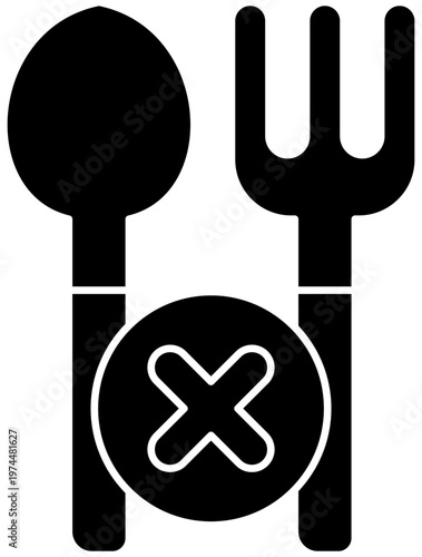 Fasting No Eating Silhouette Editable Color Vector